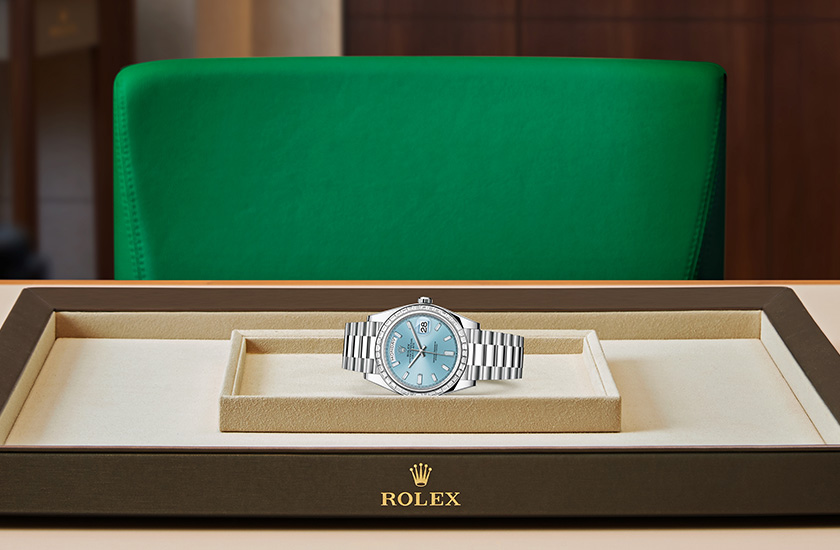 Rolex Day-Date 40 de platino y esfera azul glaciar en Joyería Grau